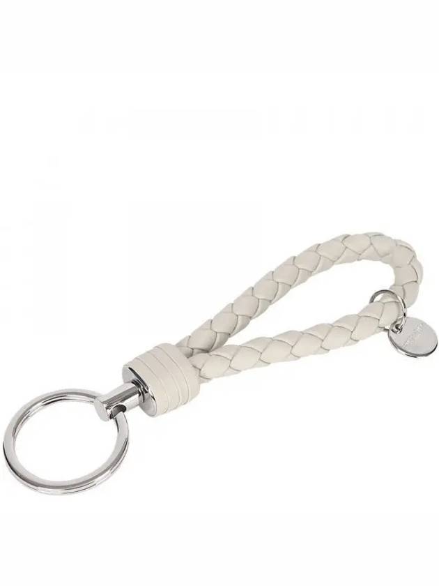 Intrecciato Logo Tag Leather Key Holder White - BOTTEGA VENETA - BALAAN 2