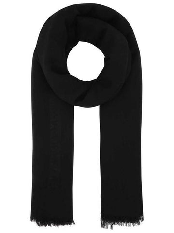 skull print knit scarf black - ALEXANDER MCQUEEN - BALAAN.