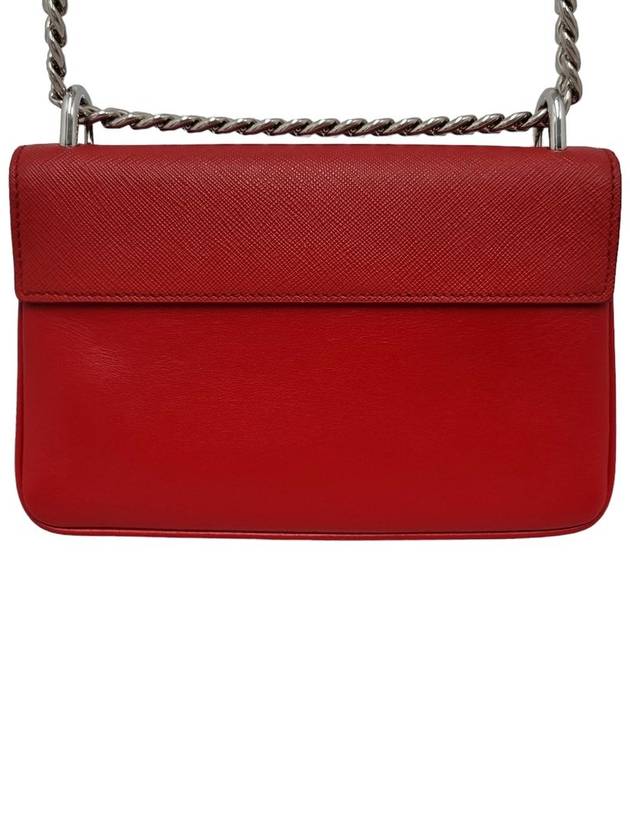 Women s 1BD144 Saffiano Leather Silver Chain Flap Mini Cross Bag - PRADA - BALAAN 3