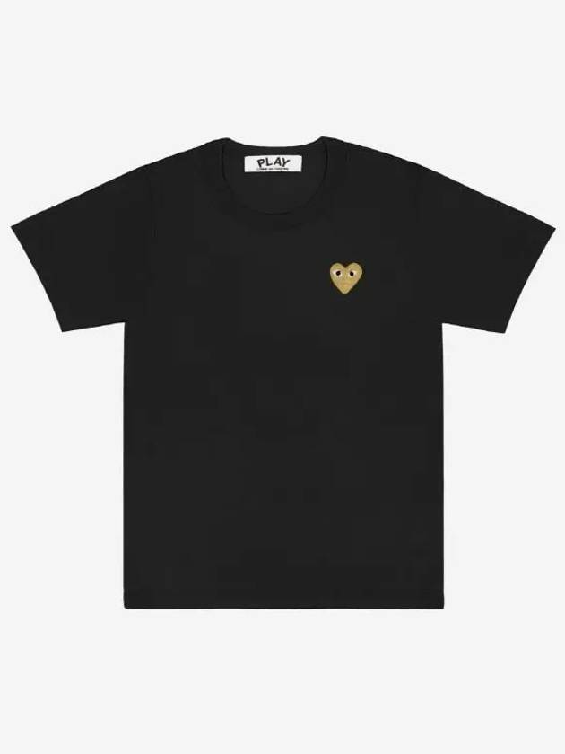 Small Gold Heart Wappen Short Sleeve T-Shirt Black P1 T216 1 - COMME DES GARCONS - BALAAN 3