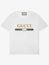 Men's Vintage Logo Washed Overfit Short Sleeve T-Shirt White - GUCCI - BALAAN.