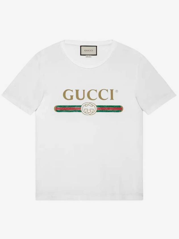 Men's Vintage Logo Washed Overfit Short Sleeve T-Shirt White - GUCCI - BALAAN.