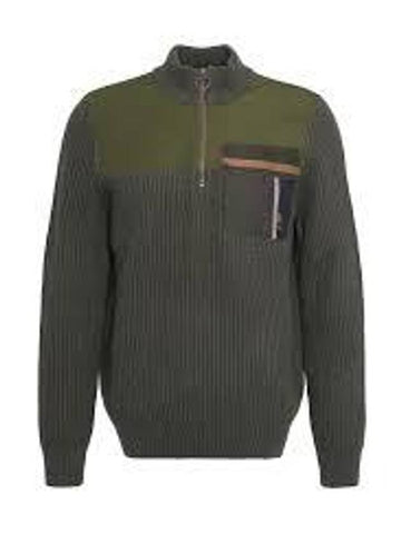 Miller Half-Zip Knit Top Olive - BARBOUR - BALAAN 1