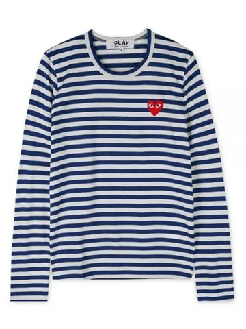 Women s Heart Wappen Striped Navy Long Sleeve T Shirt AZ T163 051 2 1155886 - COMME DES GARCONS - BALAAN 1