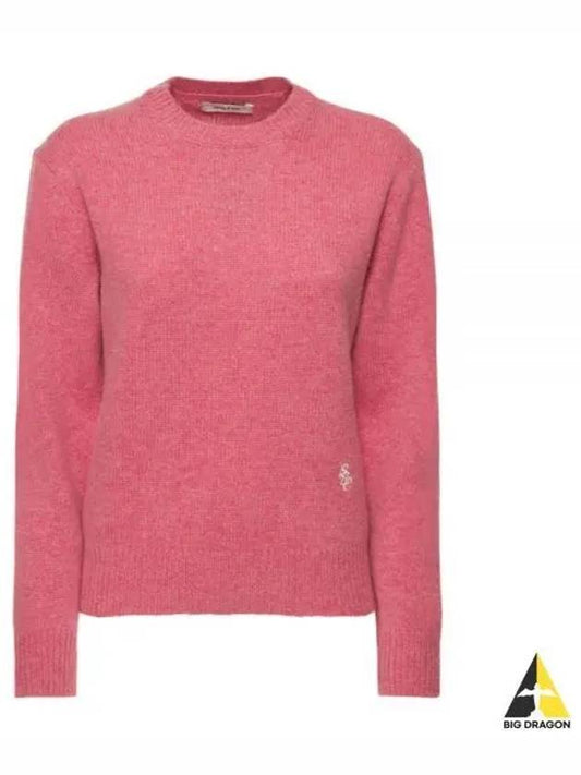 Embroidered Logo Crew Neck Wool Knit Top Pink - SPORTY & RICH - BALAAN 2