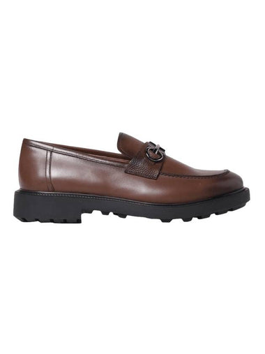 Gancini Ornament Leather Loafer Cocoa - SALVATORE FERRAGAMO - BALAAN 1