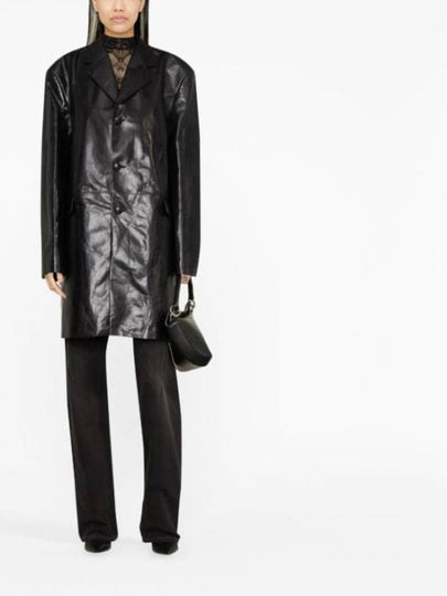 Leather Single Breasted Coat Black - MAISON MARGIELA - BALAAN 2