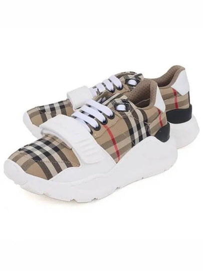 Vintage Check And Leather Sneakers White Archive Beige - BURBERRY - BALAAN 2