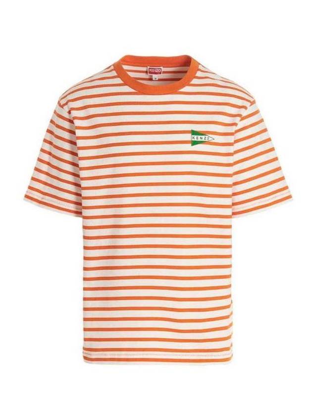 Nautical Stripes Oversized Cotton Short Sleeve T-Shirt Orange - KENZO - BALAAN 2