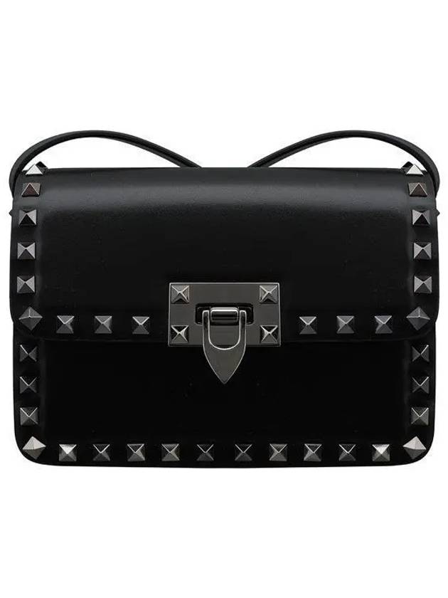 Rockstud Smooth Leather Small Shoulder Bag Black - VALENTINO - BALAAN 2