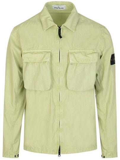 Front Pocket Wappen Patch Overshirt Zip-Up Jacket Light Green - STONE ISLAND - BALAAN 2