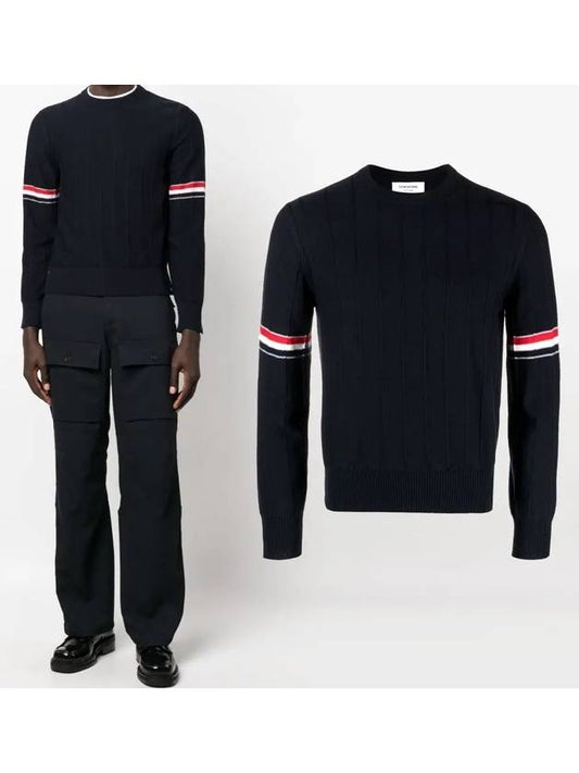 Wool Relaxed Pullover Knit Top Navy - THOM BROWNE - BALAAN 2