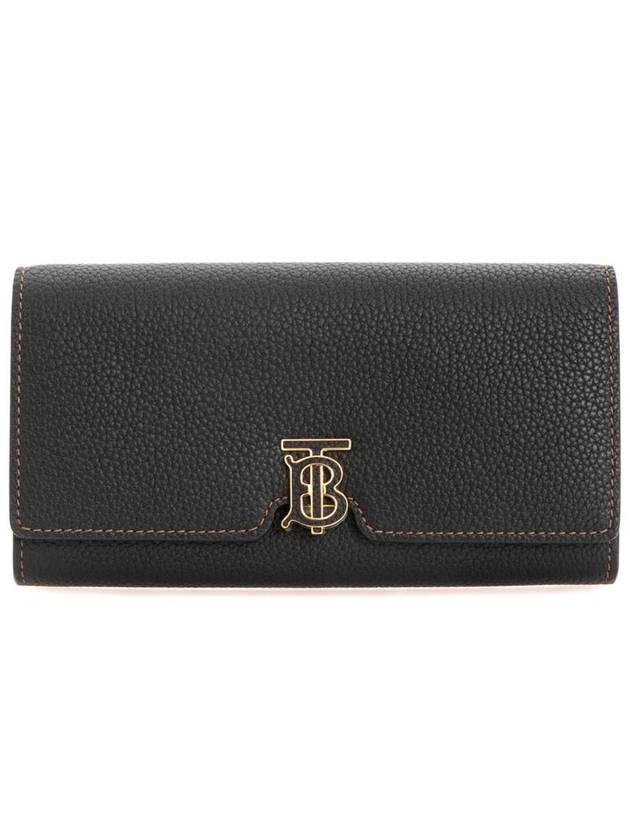 TB Logo Grainy Leather Continental Long Wallet Black - BURBERRY - BALAAN 2