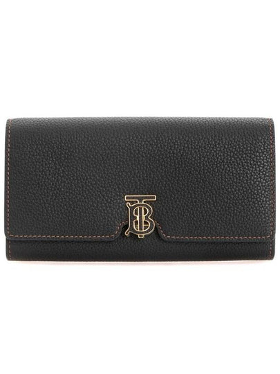 TB Logo Grainy Leather Continental Long Wallet Black - BURBERRY - BALAAN 2