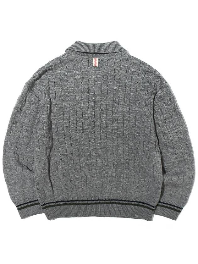 wool collar cable knit top gray - OGARP - BALAAN 3