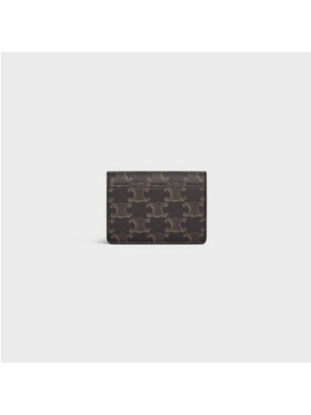 Triomphe Canvas Flap Card Holder Tan Brown - CELINE - BALAAN 4