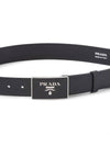 Metal Buckle Saffiano Leather Belt Black - PRADA - BALAAN 6