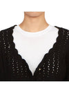 Lace Low One-Neck Cardigan Black - GANNI - BALAAN 9