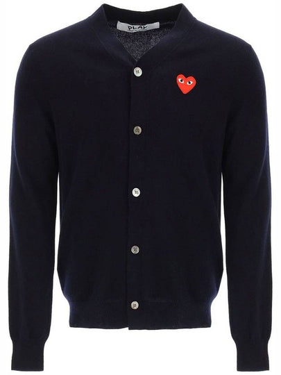 Heart Wappen V-Neck Cardigan Navy - COMME DES GARCONS - BALAAN 2