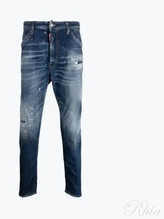 Logo Patch Denim Straight Jeans Dark Blue - DSQUARED2 - BALAAN 2