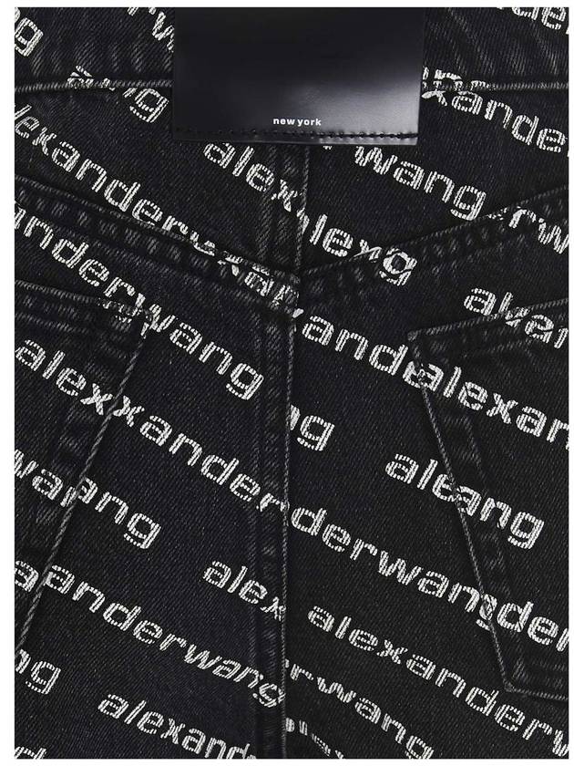 Grey Age Denim Bite Logo Shorts Black - ALEXANDER WANG - BALAAN 7