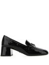 Enamel Metal Triangle Logo Loafers Black - PRADA - BALAAN 2