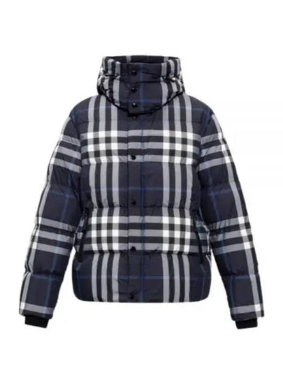 Larrick Check Hooded Padding Navy - BURBERRY - BALAAN 2