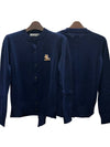 Chillax Fox Patch Crew Neck Wool Cardigan Navy Melange - MAISON KITSUNE - BALAAN 2