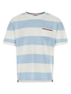 Men's Rugby Striped Pick Pocket Short Sleeve T-Shirt Light Blue White - THOM BROWNE - BALAAN 2