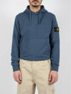 Logo Patch Cotton Fleece Hoodie Blue - STONE ISLAND - BALAAN 3