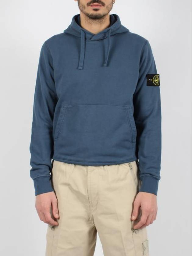 Logo Patch Cotton Fleece Hoodie Blue - STONE ISLAND - BALAAN 3