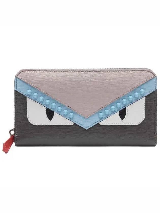 Monster Zip Round Long Wallet Grey - FENDI - BALAAN 2