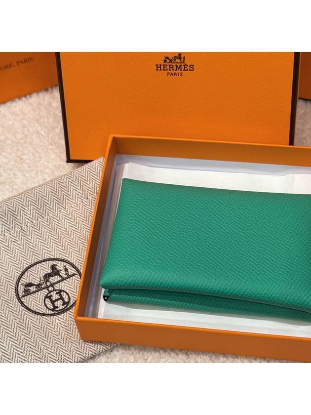 Card Wallet Goatskin Palladium Calvi Verso Mint - HERMES - BALAAN 3