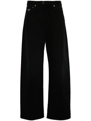 Barrel Leg Wide Jeans Black - PRADA - BALAAN 1