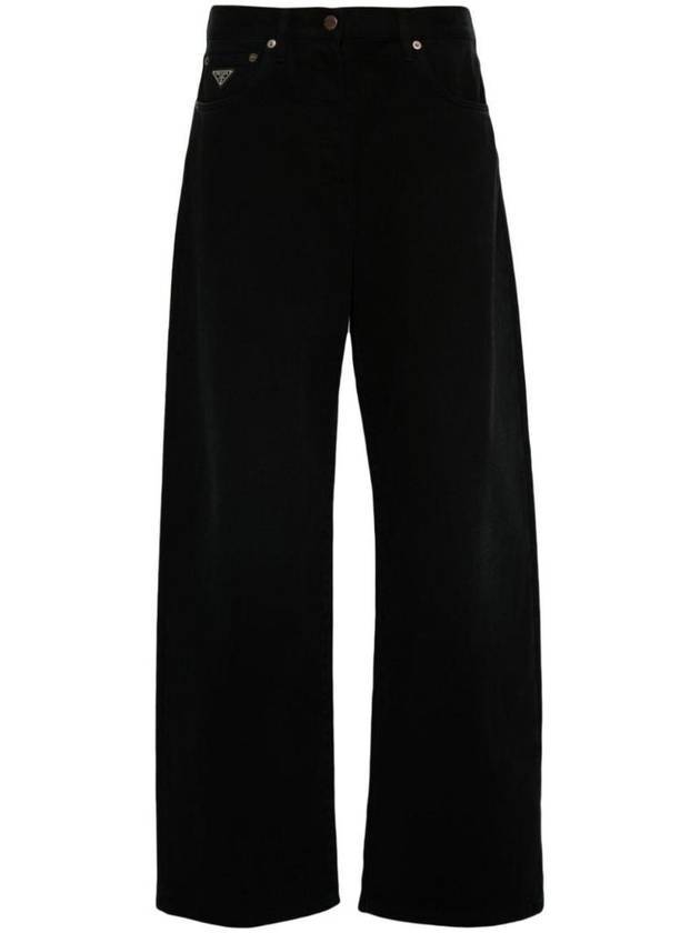 Barrel Leg Wide Jeans Black - PRADA - BALAAN 1