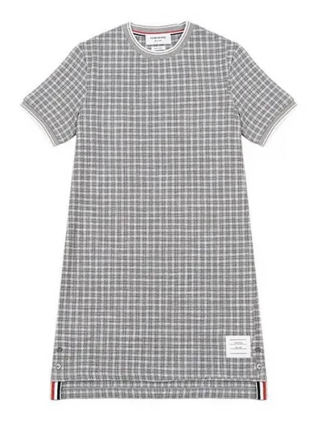 Check Tweed Crewneck Short Dress Grey - THOM BROWNE - BALAAN 2