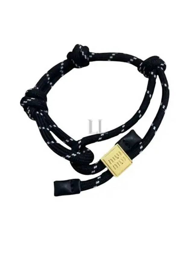 Logo Cord Nylon Bracelet Black - MIU MIU - BALAAN 2