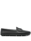 Triangle Logo Leather Driving Shoes Black - PRADA - BALAAN 2