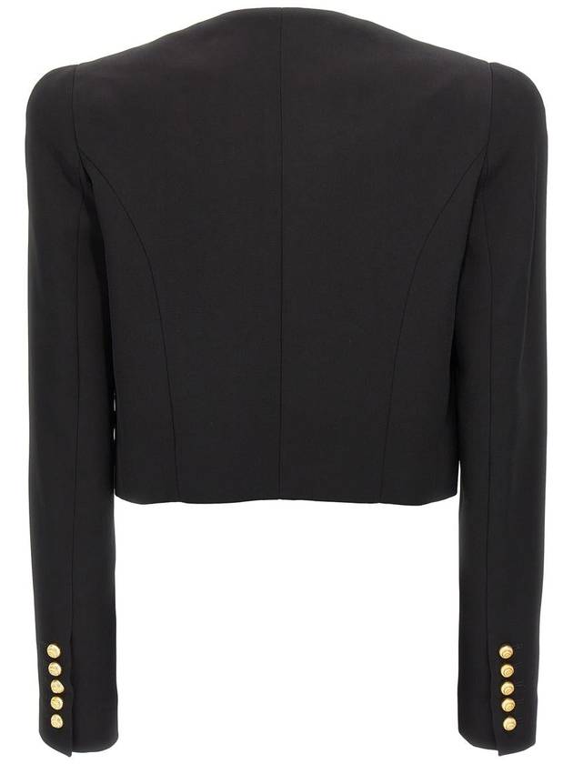 Gold Button Crop Crepe Jacket Black - BALMAIN - BALAAN 3