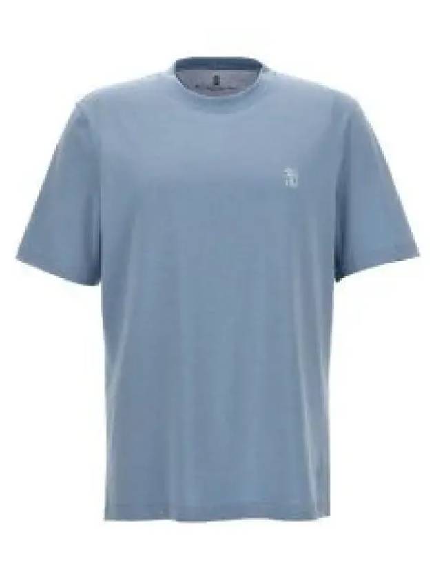 Logo Short Sleeve T-shirt Blue - BRUNELLO CUCINELLI - BALAAN 2