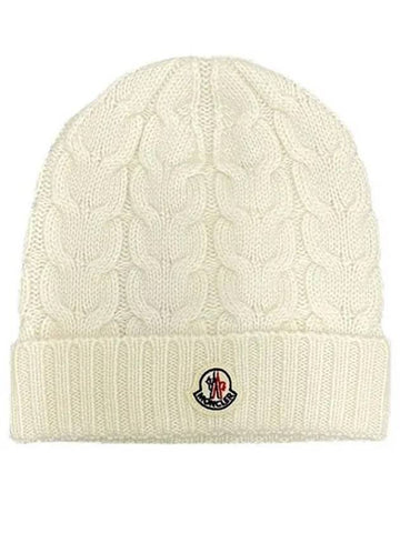 Kids Logo Cable Stitch Wool Knit Beanie White 3B00025 04S02 030 271622 1096020 - MONCLER - BALAAN 1