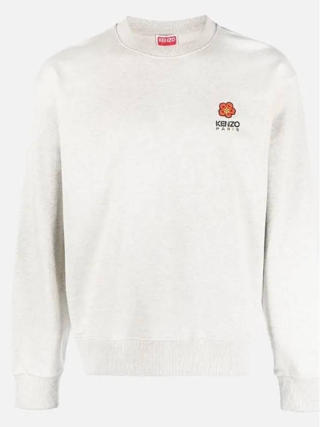 Boke Flower Embroidered Logo Cotton Sweatshirt Pale Grey - KENZO - BALAAN 3