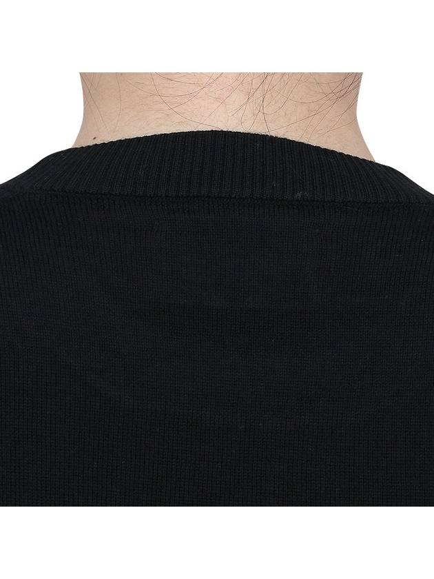 Heart Logo Crew Neck Merino Wool Knit Top Black - AMI - BALAAN 9