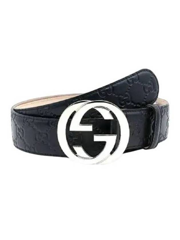 Men's Interlocking G Signature Leather Belt Black - GUCCI - BALAAN 1