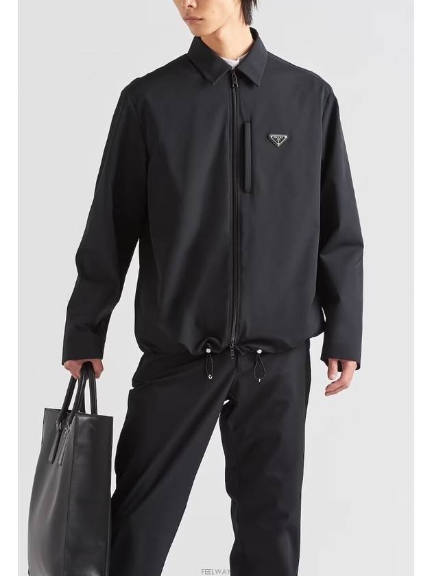 Triangle Logo Shirt Zip Up Jacket Black - PRADA - BALAAN 3