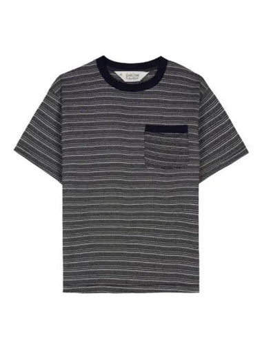 Brain Dead Zig Zag Stripe Mock Neck Short Sleeve T Shirt Black - BRAIN DEAD - BALAAN 1