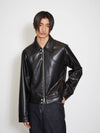 Round Line Leather Jacket Black MM213JK002BLK - MONTSENU - BALAAN 1