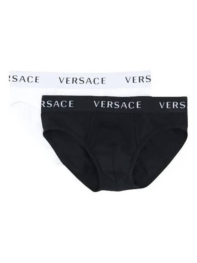 Cotton Logo Briefs By Pack White Black - VERSACE - BALAAN.