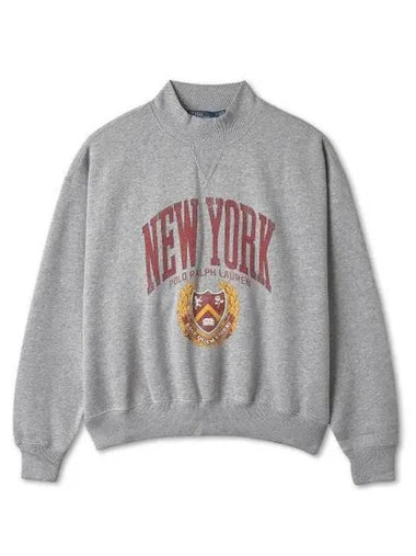 W logo graphic mockneck sweatshirt gray - POLO RALPH LAUREN - BALAAN 1