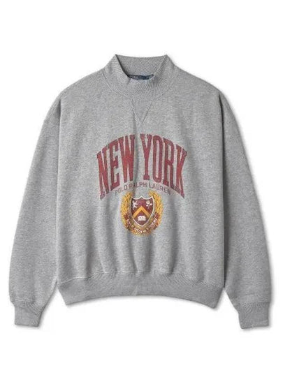 W logo graphic mockneck sweatshirt gray - POLO RALPH LAUREN - BALAAN 2